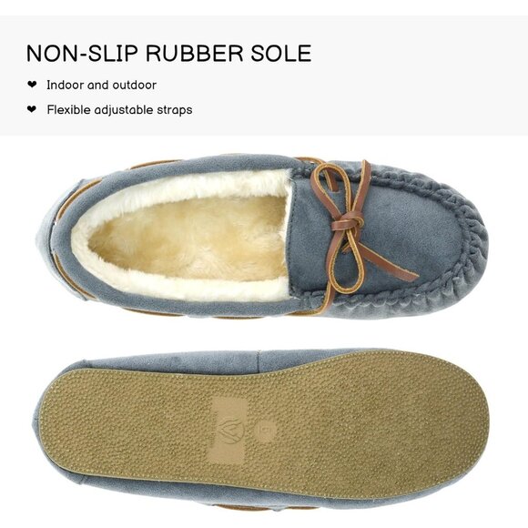 Women's Micro Suede Gray Faux Fur Cozy Indoor Outdoor House Slippers Boot Shoes - Picture 5 of 6